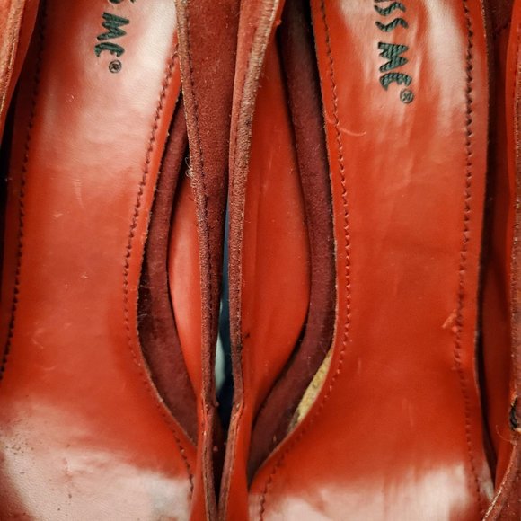 Miss Me Red Suede Peep Toe Platform Heel 8 1/2 - Picture 5 of 11